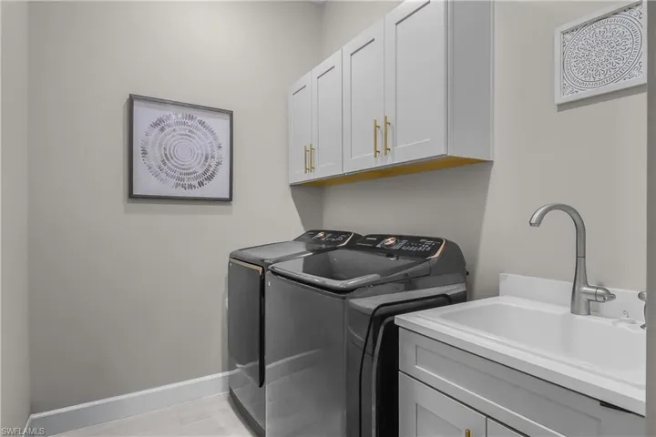 Laundry area with washing machine and dryer and cabinet space