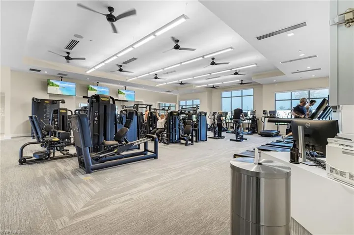 Gym featuring recessed lighting