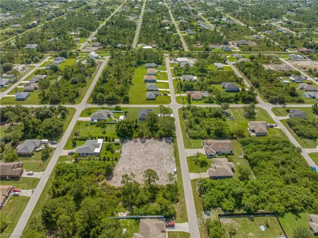 Aerial perspective of suburban area