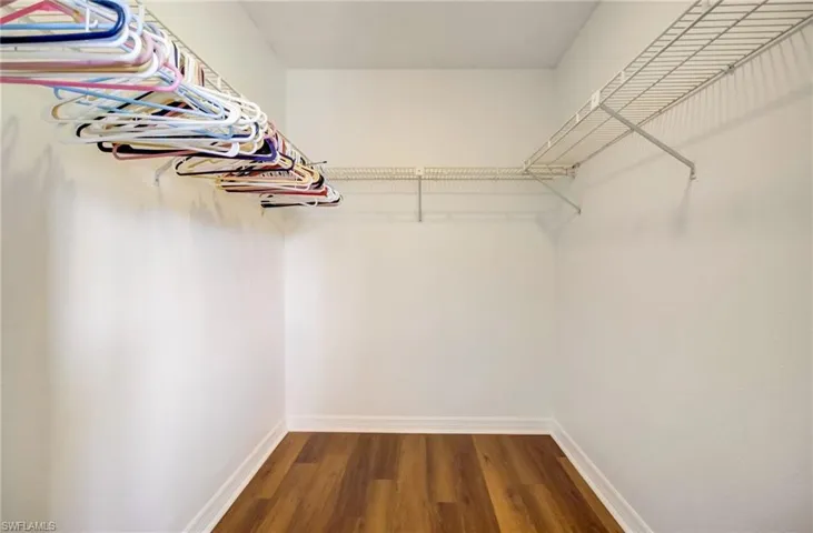 This large walk in closet is in the first guest bedroom.