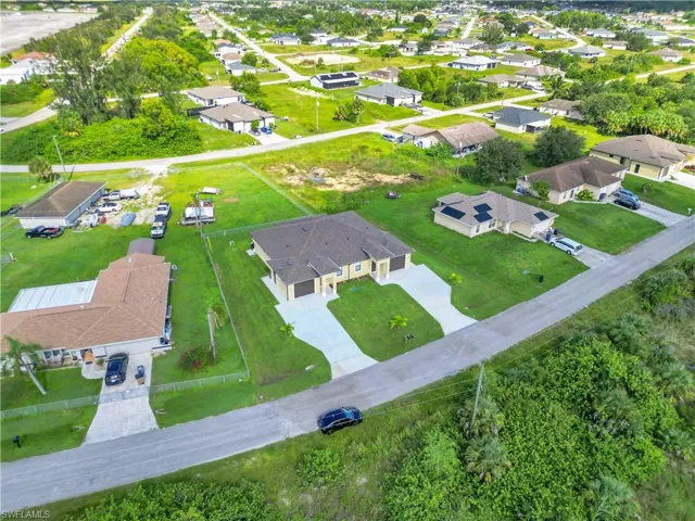 Aerial perspective of suburban area