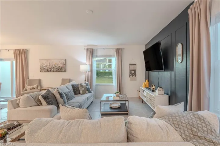 View of tiled living room