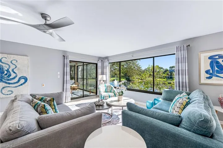 Lake views surrounded by luscious landscaping