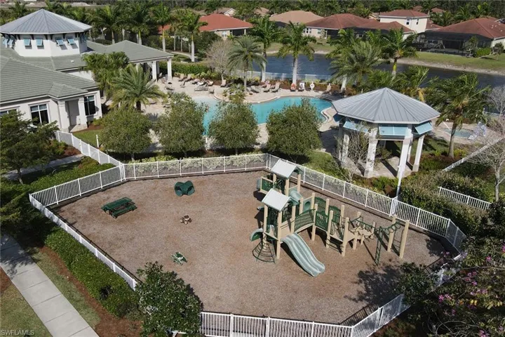 Birds eye view of property with a residential view