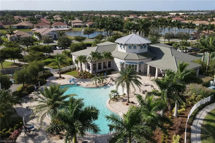 Birds eye view of property featuring a residential view and a water view