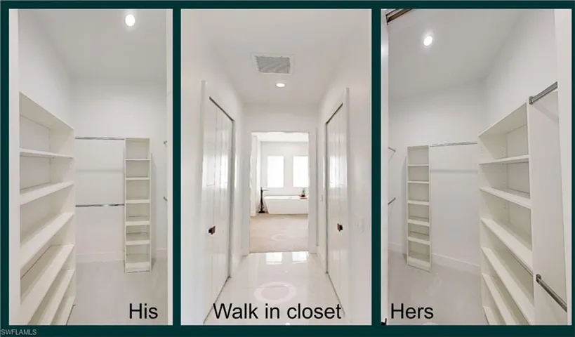 Walk in closet with visible vents