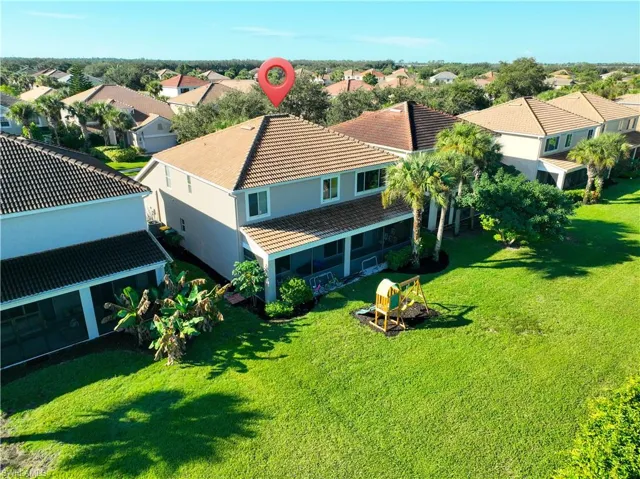 Aerial perspective of suburban area
