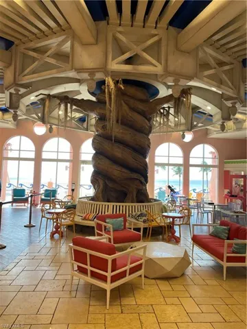 Building lobby featuring a water view