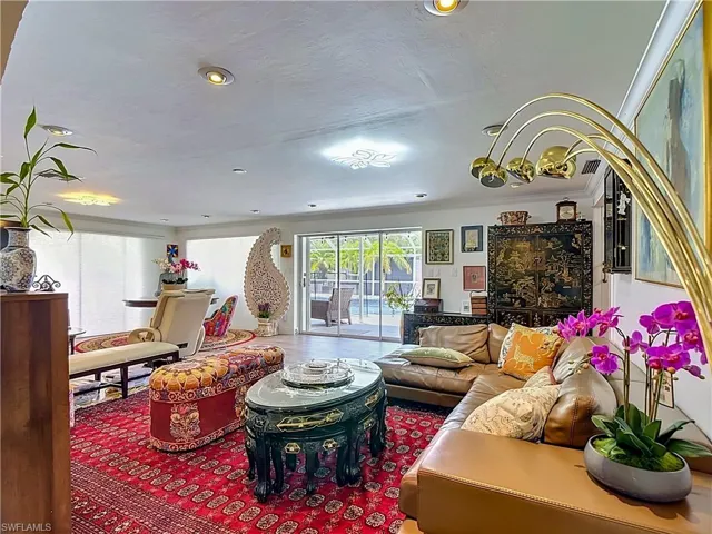 Recessed ceiling lighting illuminates the interior space