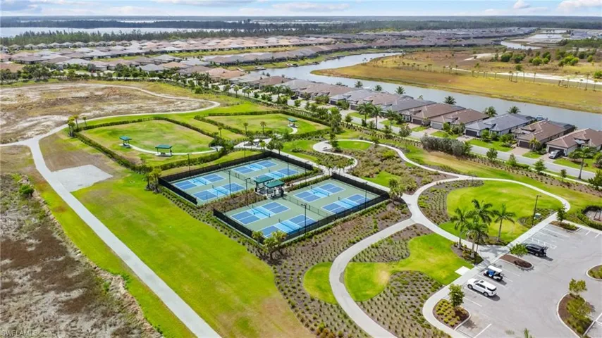 Pickleball, dog park, and play area