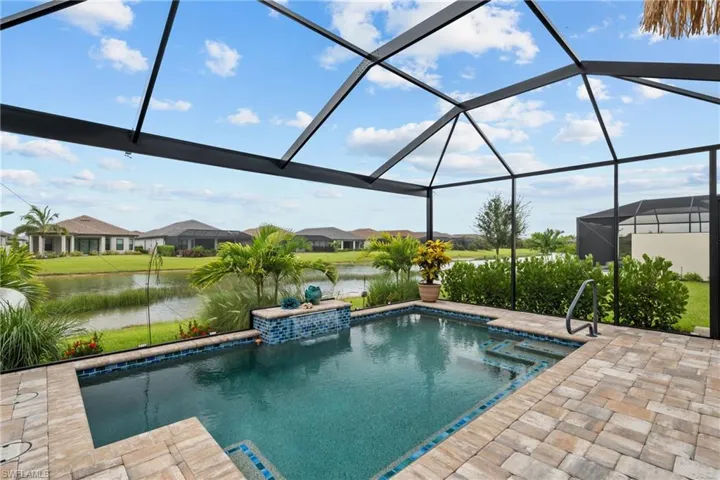 Swimming pool with southern pond view