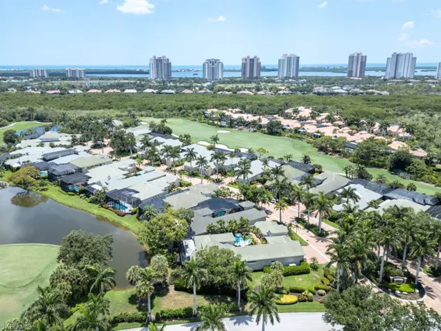 Aerial view featuring Bonita Bay high rises, Estero Bay and the Gulf of Mexico