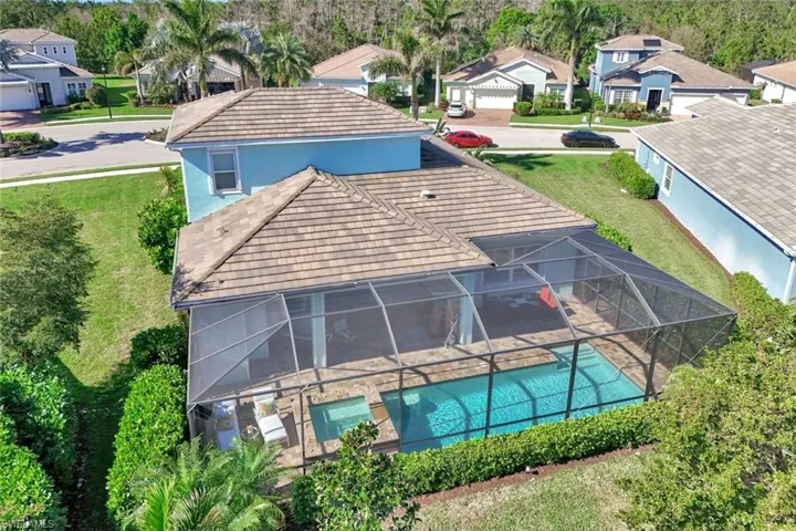 Birds eye view of property with a residential view