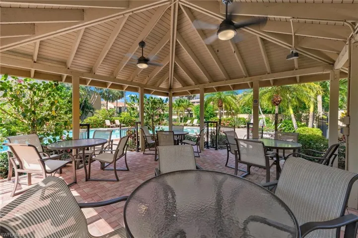 Harbortown pool dining area