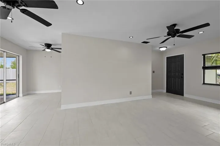 Spare room featuring ceiling fan and recessed lighting