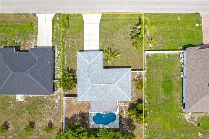 Aerial overview of property's location with property boundaries highlighted