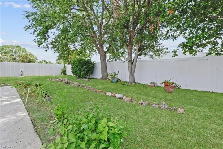 View of fenced backyard