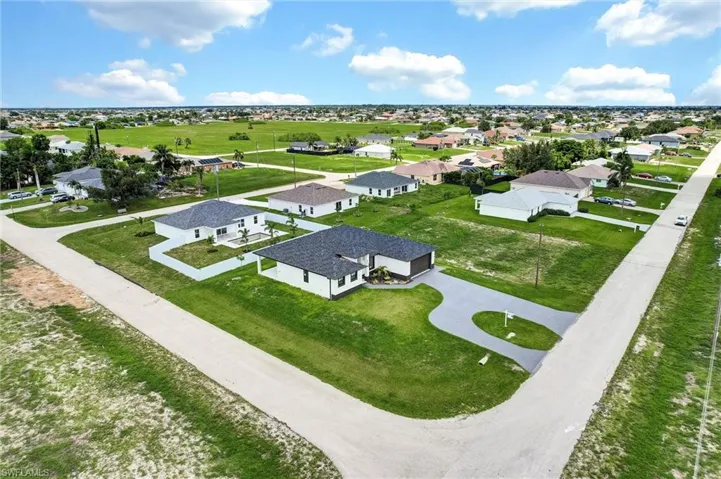 Aerial perspective of suburban area
