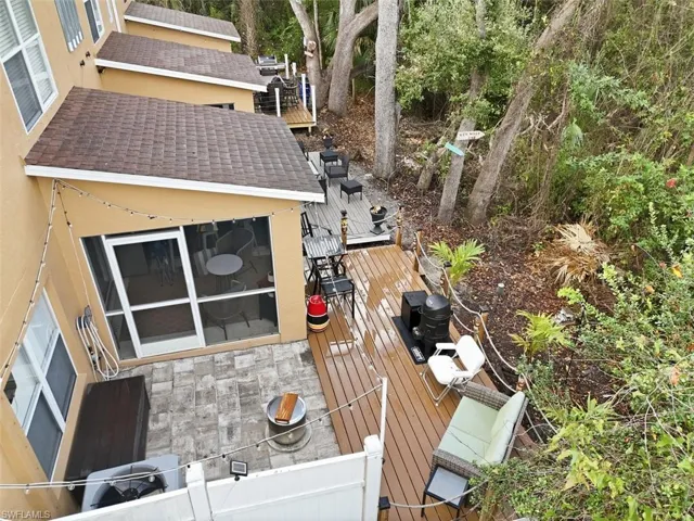 Wooden terrace with outdoor dining space