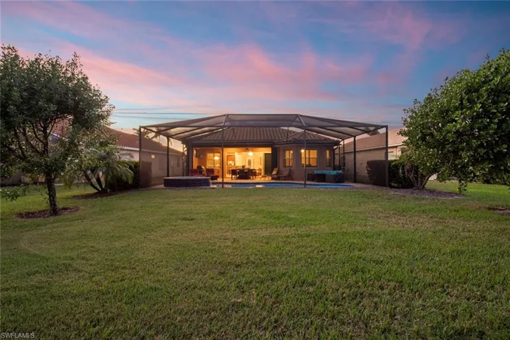 Rear of property at sunset