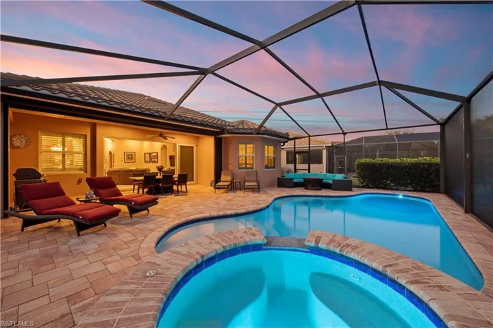 Lanai and spa at sunset