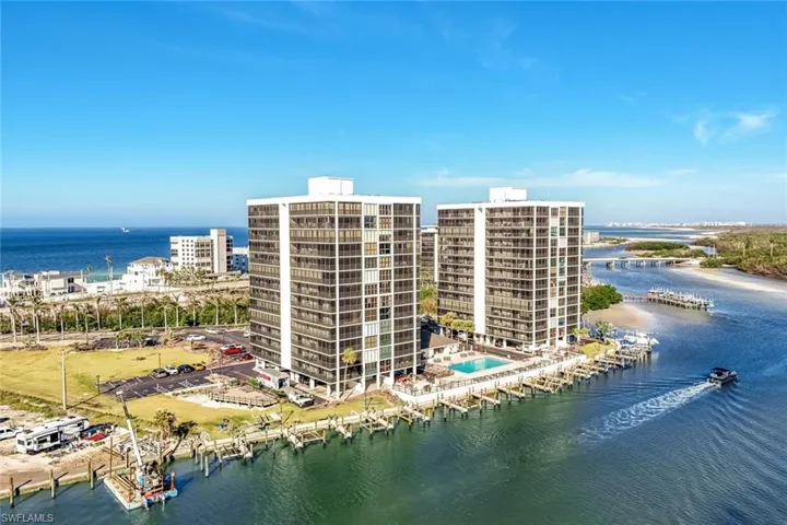 Drone / aerial view of a large body of water