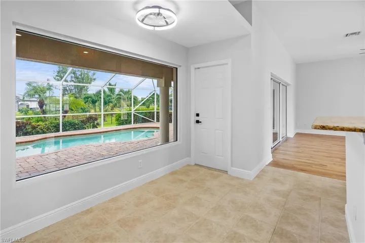 Breakfast Nook Doorway to Pool, easy food and beverage delivery!