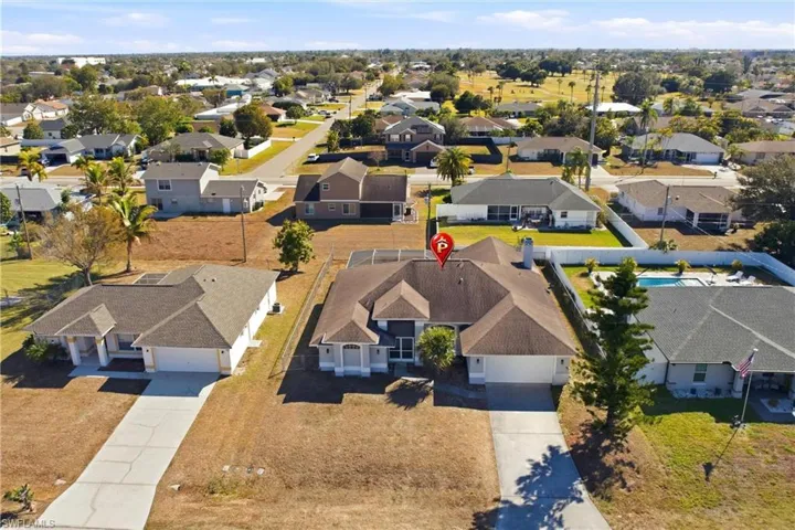 Aerial perspective of suburban area
