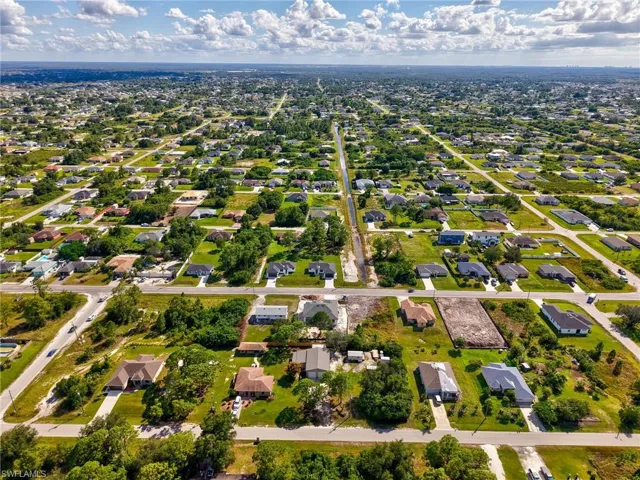 Aerial perspective of suburban area