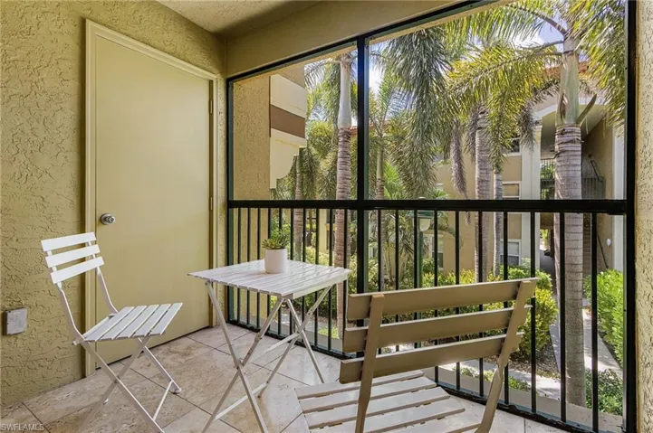 View of balcony with interior landscaped view