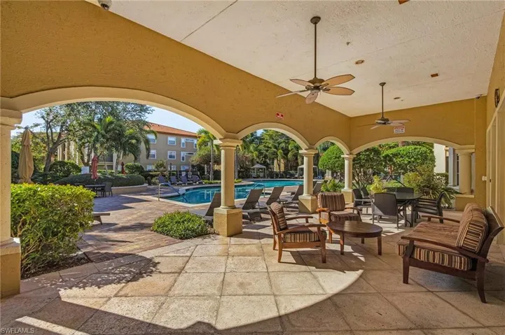 sitting and gathering area at the pool