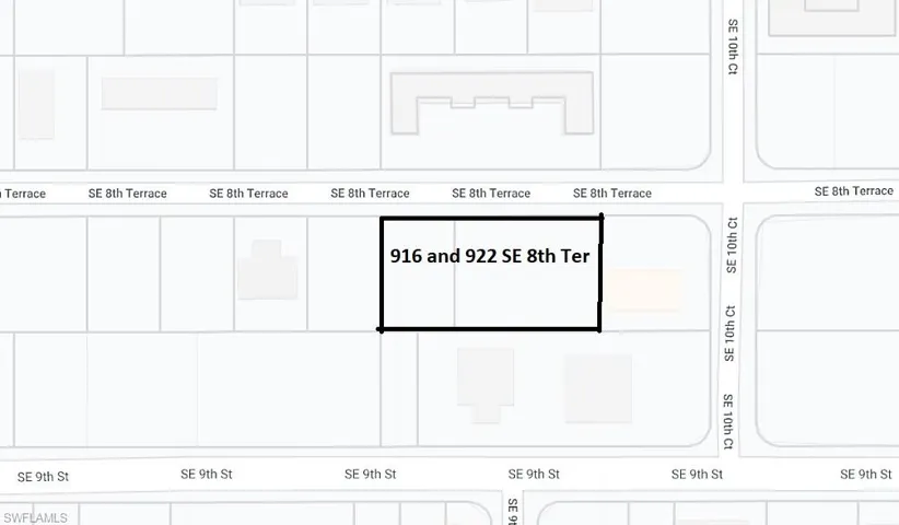 916 and 922 SE 8th Ter.  Zoned CP--Commercial Professional.  Two separate parcels, when together have 240 foot frontage on SE 8th Ter. for about 2/3 of an acre.  All assessments paid in full.