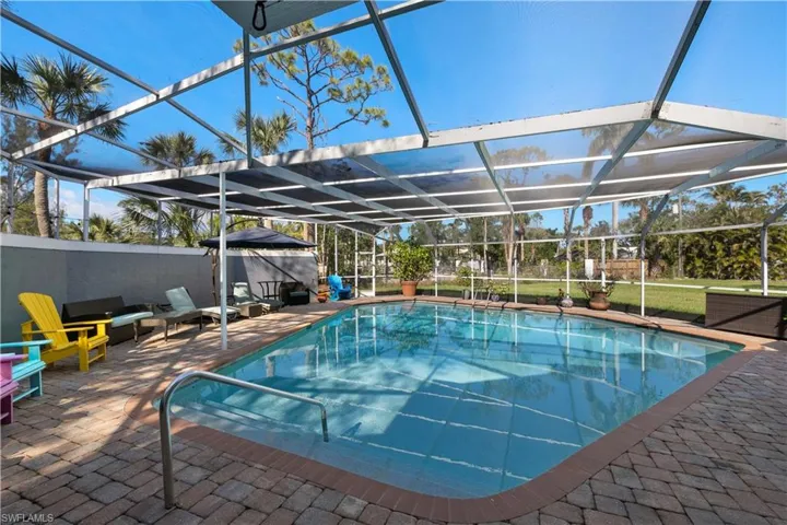 Pool featuring a lanai and a patio area