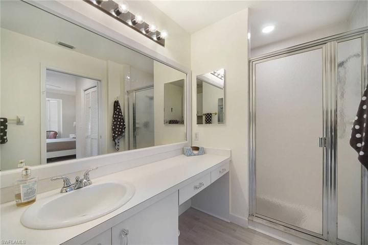 Owners shower single sink room for double