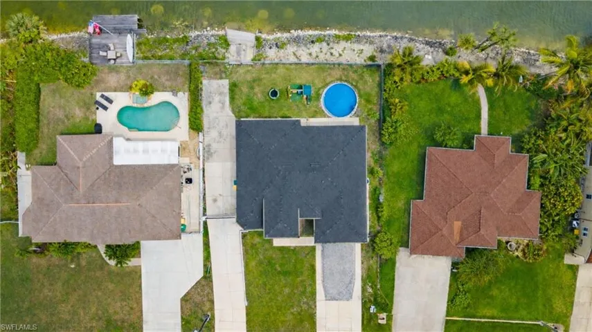 Drone / aerial view of a pool