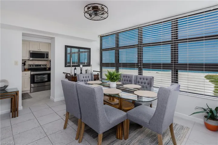 View of tiled dining area