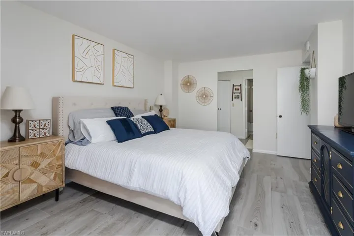 Bedroom with light wood-type flooring