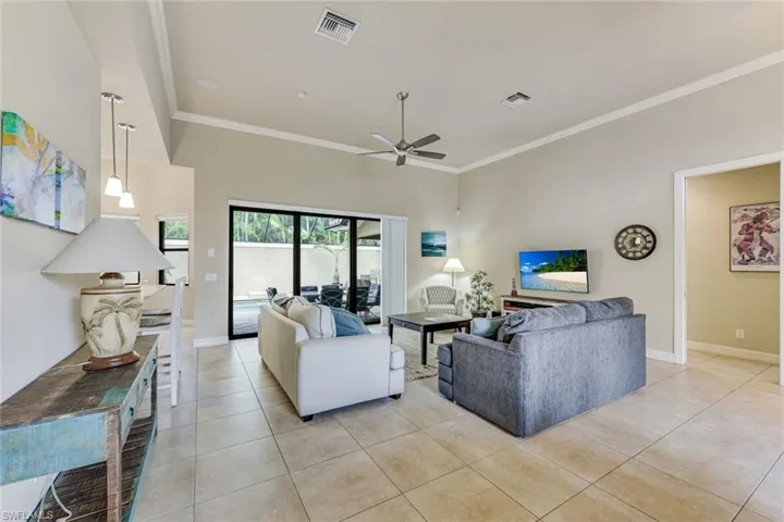 Great room overlooking the pool