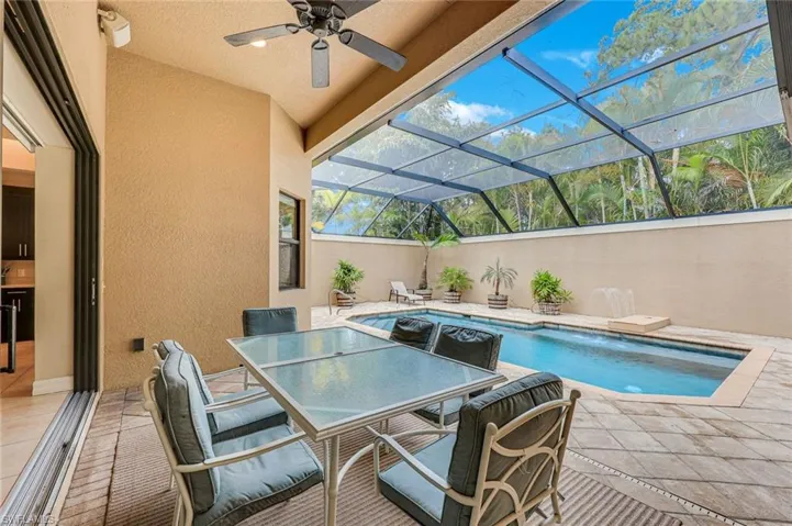 Lanai showing the outdoor dining area and the pool