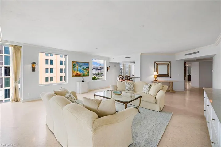 Living room with crown molding