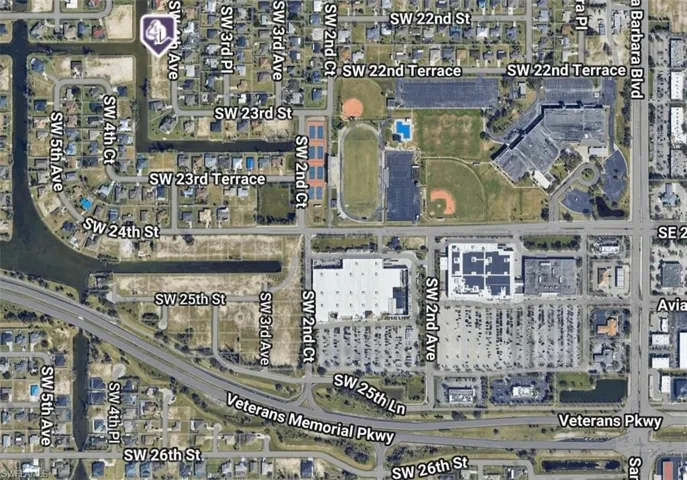 Aerial map of property and surrounding area