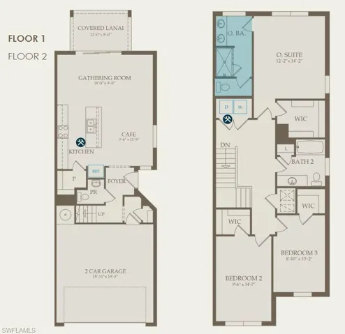 Floor plan with selected options