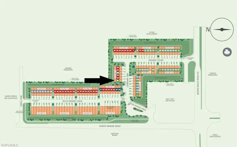 Site map: Lot 502 - Corner/end unit. Northern facing lanai.