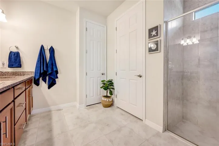 Primary Bath, shower, water closet room