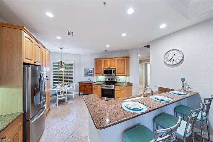 Dining counter graces the sink area