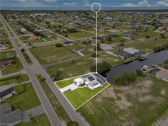 View of property location featuring nearby suburban area and property boundaries highlighted
