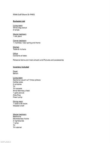 Exclusions and Inventory