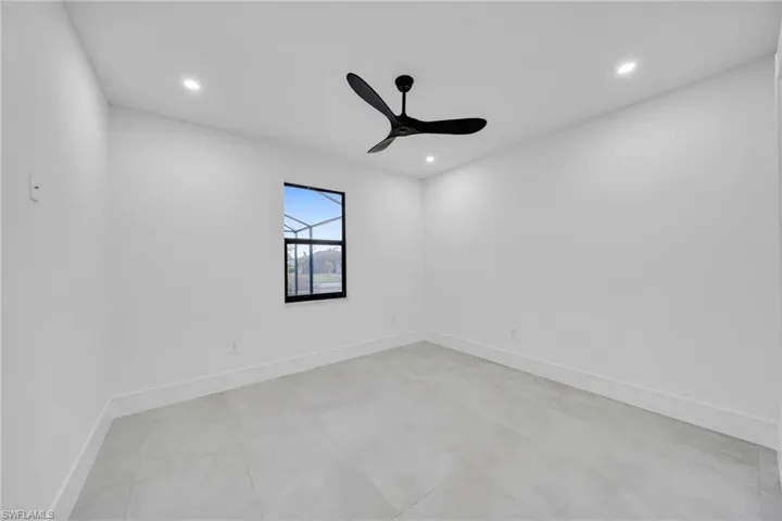 Spare room featuring ceiling fan and recessed lighting