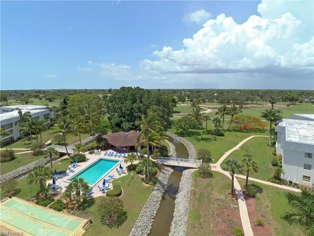 Aerial View of the Center of Vista Palms Pool, Clunhouse areas & Hibiscus Golf Course.
