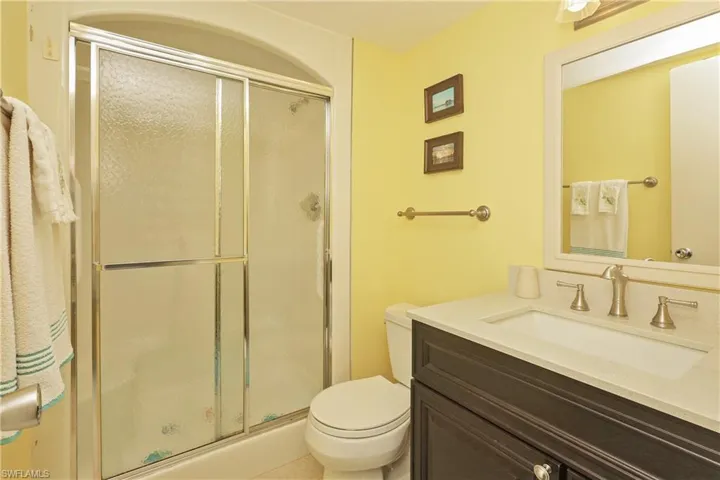 Master bath with shower. Updated Vanity area..